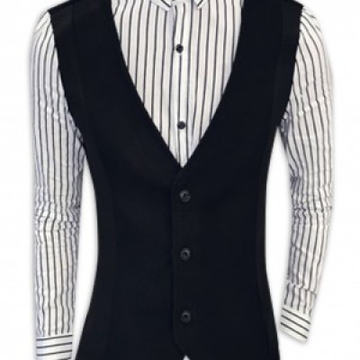 SKLS009 Custom Slim Striped Long Sleeve Shirt Men's Fake Two Piece Shirt Manufacturer detail view-2